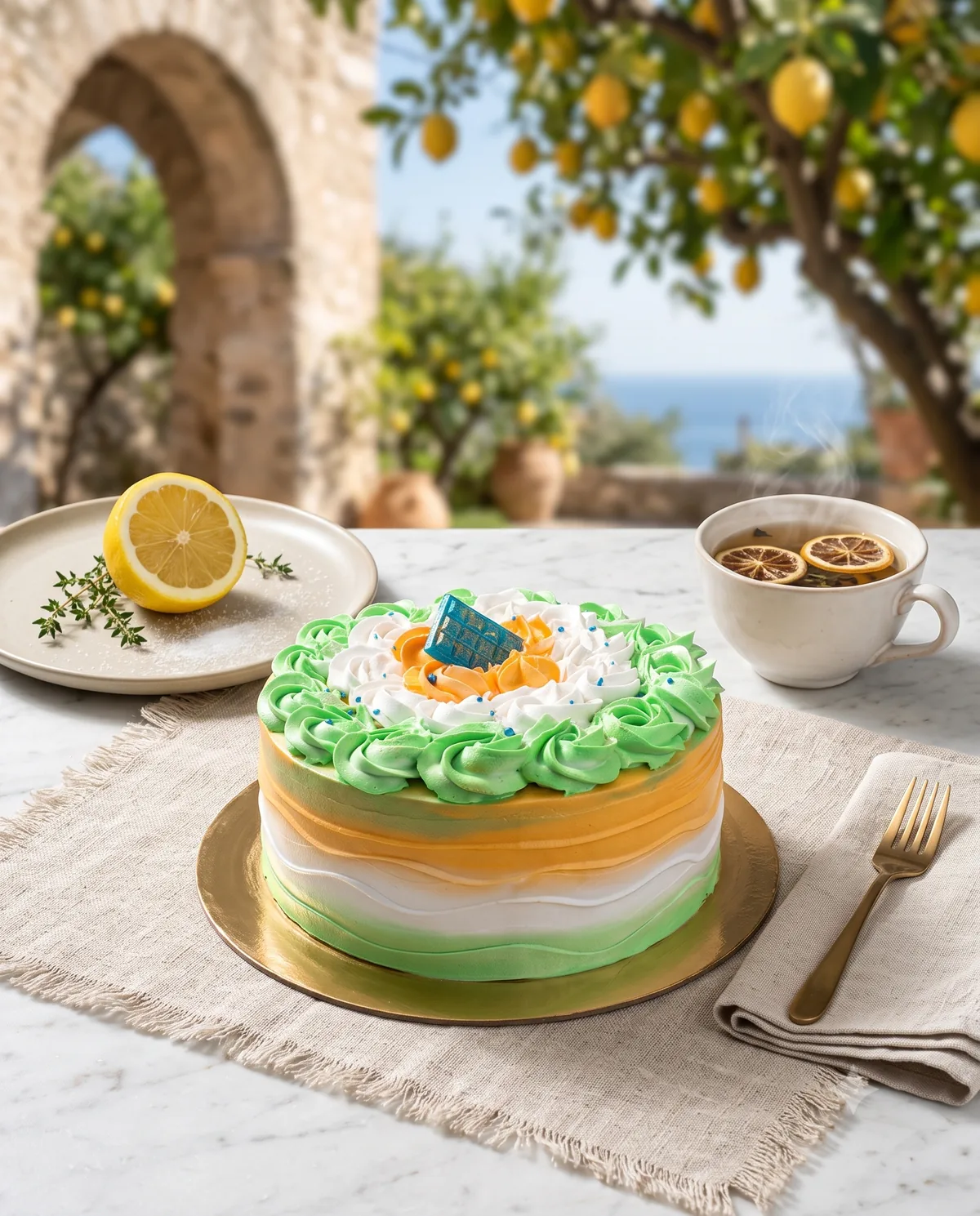 Custom celebration cake on elegant stand